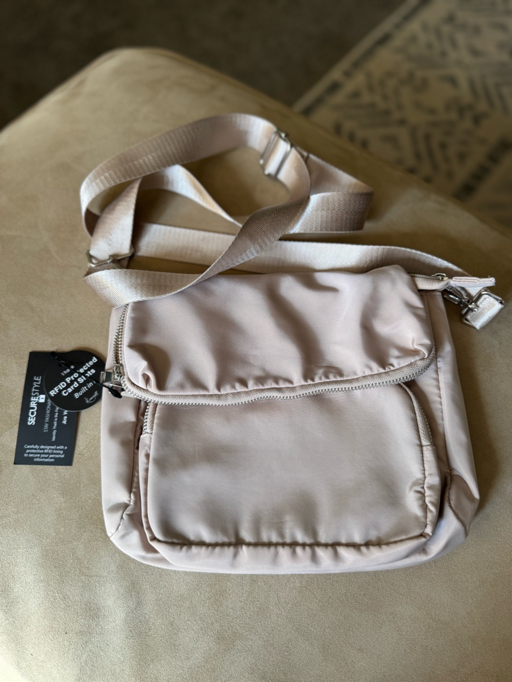 Light Tan Crossbody Bag with Front Pocket